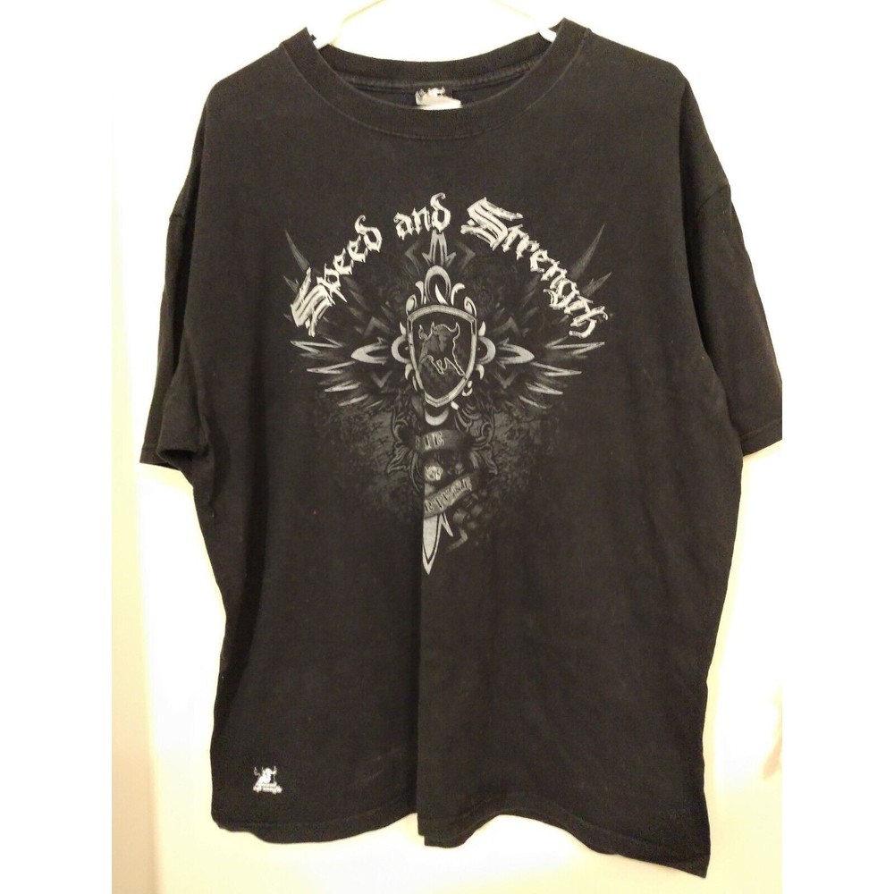 VTG Speed & Strength Shirt Mens XLarge Black Logo Graphic Print Short Sleeve 90s